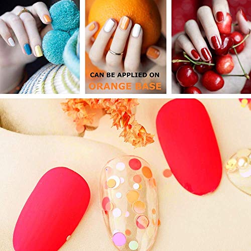 Solvent Resistant Neon Matte Nail Glitter Mix - Pink Blue Green Purple Orange Yellow - 1mm 2mm Round Nail Art Accessories (Neon Matte - Orange Mix)