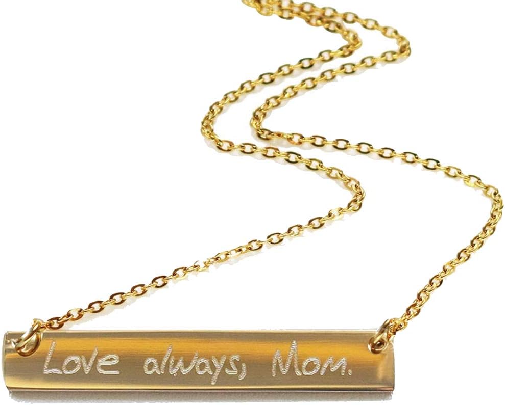 ProLuckisPersonalized Actual Hand Writing Gold Bar Necklace, Silver Bar Necklace, Custom Handwriting Necklace, Signature Necklace Engraved Custom Any Name