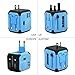 WINOW International Travel Plug Adapter, Worldwide Power AC Wall Charger with Dual USB & USA, UK, AU, EU - Great for iPhone/iPad / Laptops/Samsung / Smartphone,Spare Safty Fuse+Zipper Case (Blue)