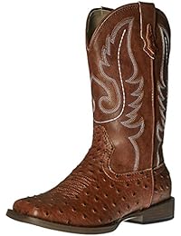 Roper Bumps Square Toe Ostrich Boot (Infant/Toddler/Little Kid/Big Kid), Tan, 3 M US Infant