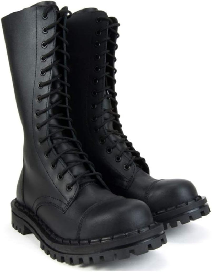 Scarpe da uomo Altercore Anfibi Stivali Militari Nero Pelle Unisex Donna  Uomo 14 Buchi Army Punk Punta di Ferro Ranger urban-earth.co.uk