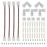 LED Strip Light Connector and Munting Bracket Kit, Screws included for 2-Pin 10mm Single Color LED Strip Lights