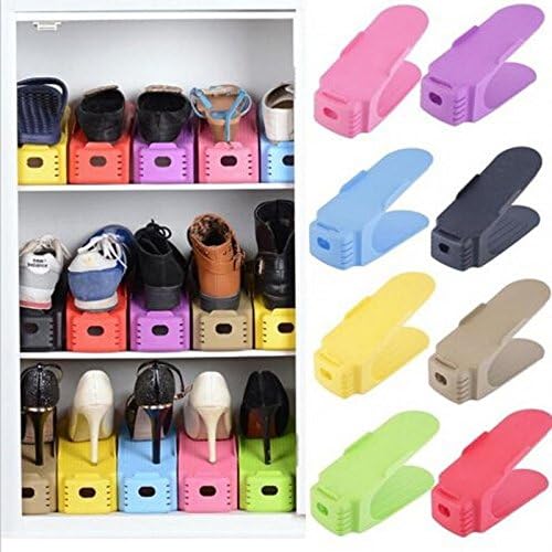 Wishpool Chaklii (Upgraded) Display Rack Shoes Organizer Space-Saving Plastic Storage Rack Multicolor Set of 3