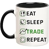 Fonhark - Eat Sleep Trade Repeat Mug, Funny Stock Investor Coffee Mugs, Stock Broker, Stock Market Day Trader Investing Gift, 11 Oz Novelty Coffee Mug/Cup
