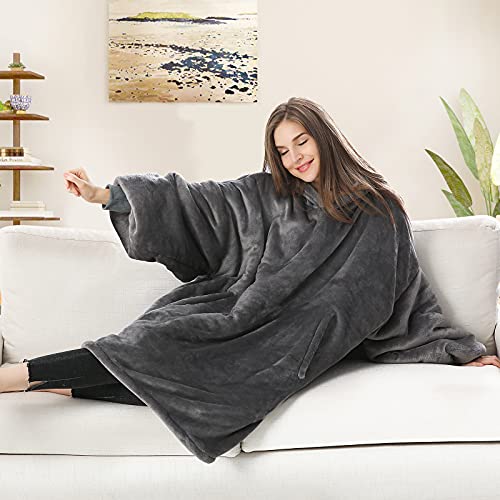 Venustas Wearable Blanket Hoodie, Oversized Sherpa Hooded Blanket