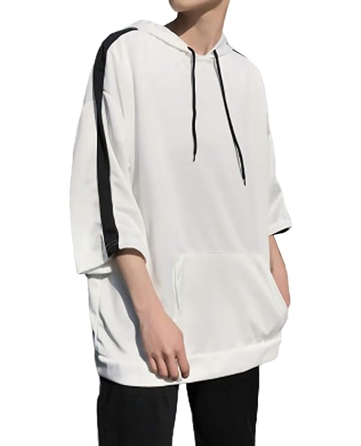 Amazon 夏服 メンズ Tシャツ 七分袖 ゆったり 夏 パーカー 無地 軽い