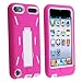 Pink / White Hybrid Rugged Hard Silicone Case Cover w/ Stand for Apple iPod Touch 5th Generation 5G 5