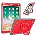 Fintie Case for iPad 6th / 5th Generation (2018/2017), iPad Air 2 / Air 1 (9.7 Inch) - [Tuatara Magic Ring] 360 Degree Rotating Grip Stand Shockproof Rugged Cover with Screen Protector, Red