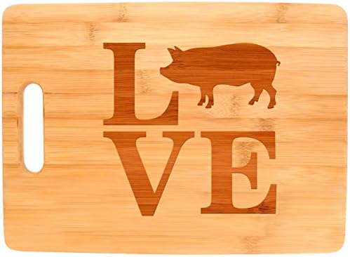 Love Pork Pig Hog Bacon Kitchen Décor Farm Farmer Big Rectangle Bamboo Cutting Board Bamboo