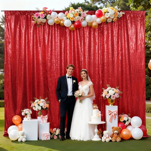 SquarePie 10x10ft Red Sequin Backdrop