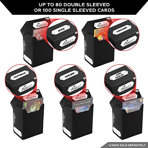 Quiver Time TCG Standard Size Cards Bundle 80+ Black Deck Block with Double Dividers + 100