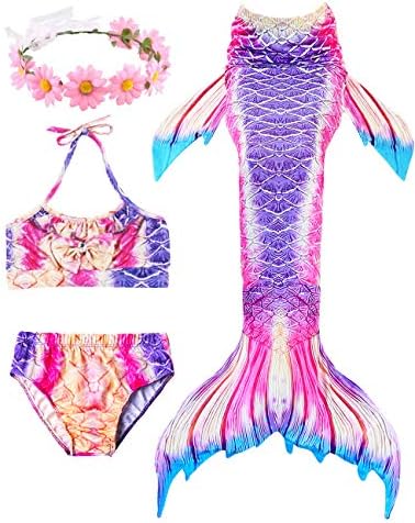 SIXONE 3 Pcs Swimsuit Bikini Mermaid Tails for Swimming Can Add Monofin Birthday Gift