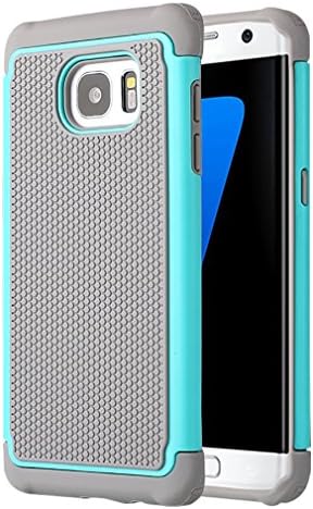 Galaxy S7 Edge Case , UBWH Dual Layer Shockproof Rubber shell Hybrid Impact Defender Back Case Cover For Samsung Galaxy S7 Edge (Light Blue)