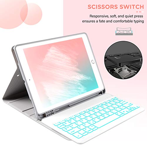 Jelly Comb Backlit Bluetooth Keyboard Case for iPad 9.7 2018 (6th Gen