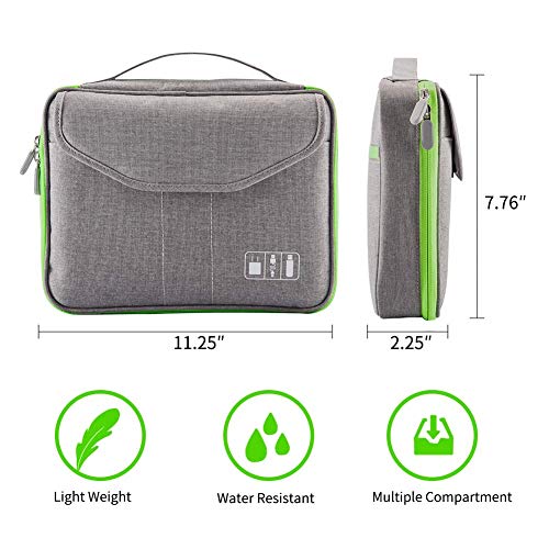 Electronics Organizer,Electronic Accessories Double Layer Travel Cable Organizer Cord Storage Bag for Cables, iPad (Up to 11''),Power Bank, USB Flash Drive and More-(Gray)