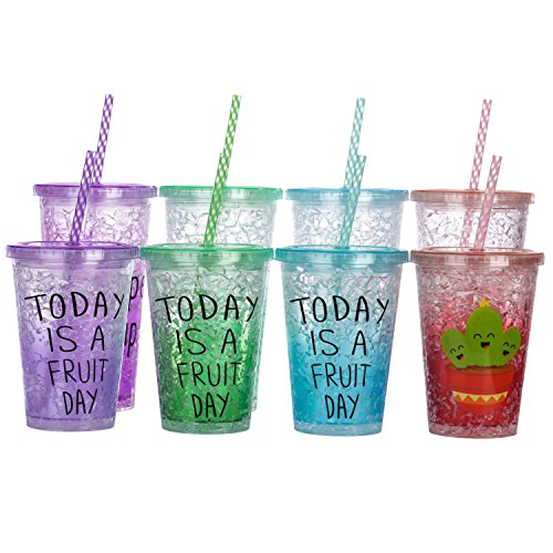 dakoufish 12 Stück 22,9 cm wiederverwendbar Kunststoff Dick Trinkhalme BPA-frei Mason Jar Trinkhalme transparent klein Streifen 6 Farben – Bild 6