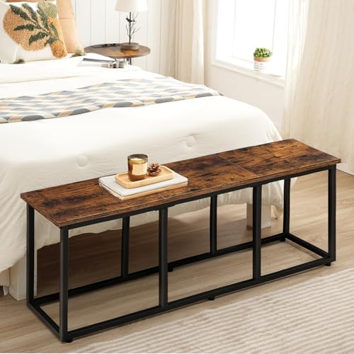 HOOBRO Dining Bench for Dining Room, 120cm Dining Table Bench Seat, Wooden Dining Bench Indoor, Industrial Entryway Bench with Steel Frame for Living Room, Bedroom, Rustic Brown and Black EBF45CD01