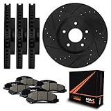 Max KT004383 [ELITE SERIES] Front + Rear Performance Slotted & Cross Drilled Rotors and Ceramic Pads Combo Brake Kit