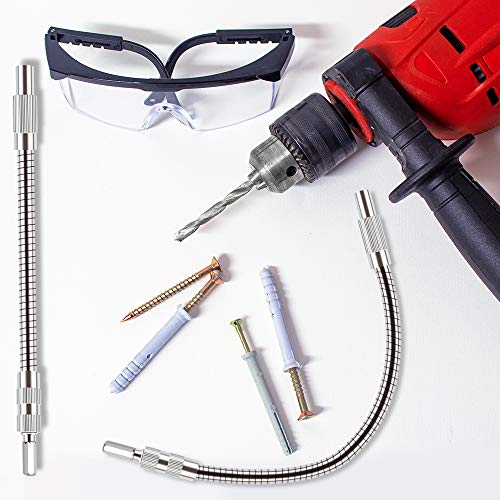Maexus Flexible Drill adapter Bit Extension Holder Flex Shaft Impact Driver for Hand Ratchet Screwdriver Bits, Quick Change Magnetic 1/4 Hex Shank, 7.9" and 11.8"（2PC） - Thumbnail 6