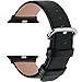 Fullmosa Leather Bands Compatible with Apple Watch Band 41mm 40mm 38mm 42mm 44mm 45mm 46mm 49mm Women Men for iWatch Ultra 2/Ultra/10/9/8/7/6/5/4/3/2/1/SE2/SE, 42mm 41mm 40mm 38mm Black/Silver