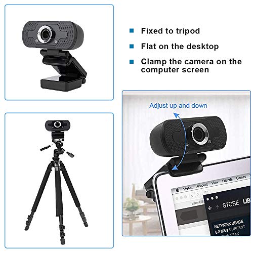 MetFut 1080P Full HD Webcam USB PC Computer Camera with Microphone Smart Streaming Web Cam for Laptop Desktop Notebook, Video Calling, Recording, Conferencing, Gaming