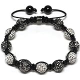 Iced Out 10mm Black and White Beaded Adjustable Bracelet