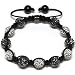 Iced Out 10mm Black and White Beaded Adjustable Bracelet