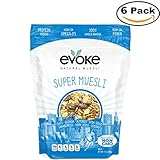 Evoke Super Muesli Cereal, 12 oz Pack of 6 - Low Sugar, Enjoy cold or hot! Overnight Oats!