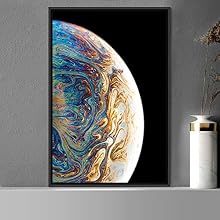 signwin Framed Canvas Wall Art Planet Astronomy & Space Bedroom Colorful Contemporary Moon Multicolor Photography - 24x36 inches