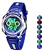 Multi Coloured Lights Time Teacher Watch for Boys Digital Sports Swim,Frozen,Waterproof Kids Boys Watches Blue,for Age 3-8