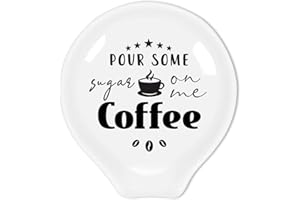 Uhealik Funny Coffee Quote Ceramic Coffee Spoon Holder-Coffee Spoon Rest -Coffee Station Decor Coffee Bar Accessories-Coffee Lovers Gift for Women and Men (Pour Some Sugar On Me)