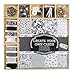Craft Sensations Card Making Pack, Stylish Black & White, 50 Items, Sheets, Twine, Stamp, Wooden Shapes, Buttons, Rhinestones and More