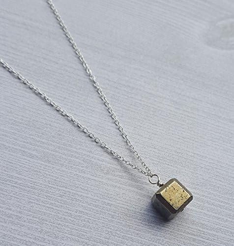 Pyrite Cube Necklace, Empath, Energy Shield, Naturally Alleviate Fatigue, Exhaustion, Gemstone, Block Negative Energy