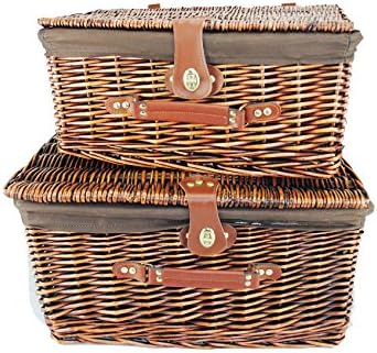 TOPOT Set of 2 Household sundries Basket with Leather Handle and Fabric Liner