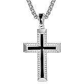 ADMETUS Cross Pendant Necklace, Protection Jewelry Religious Gifts for Men with 2.5mm 22"+2" Rolo Chain