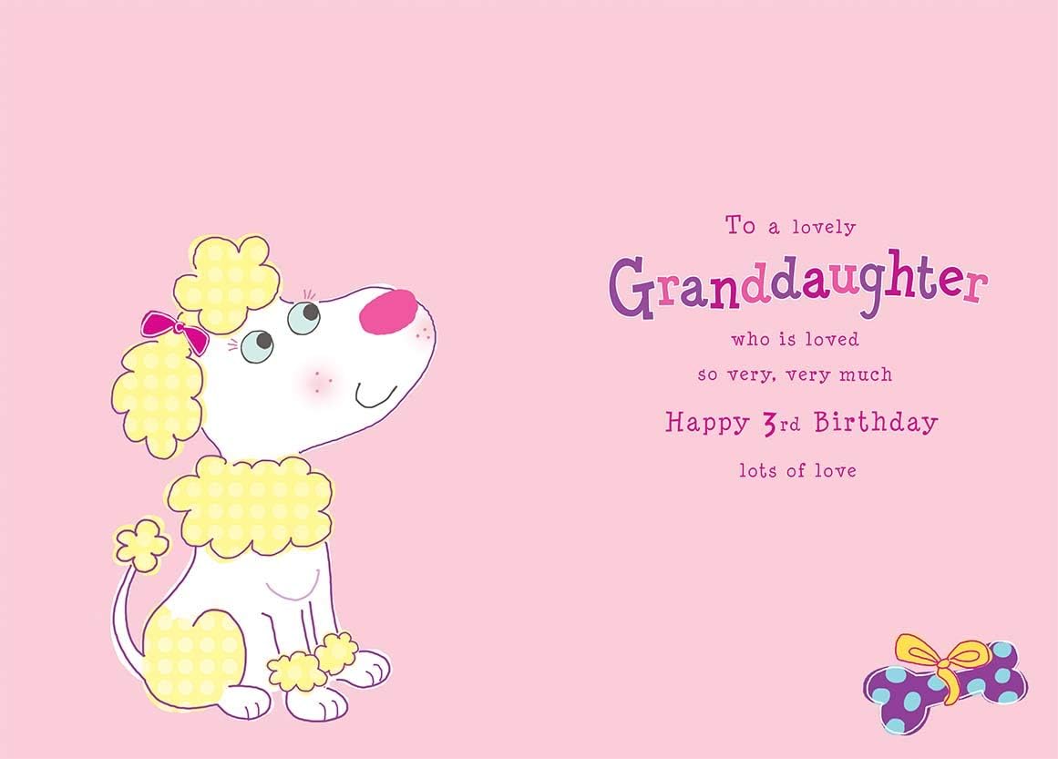 Piccadilly Greetings Traditional Juvenile Birthday Card Age 3 Granddaughter - 9 x 6 inches, Purple - Image 3