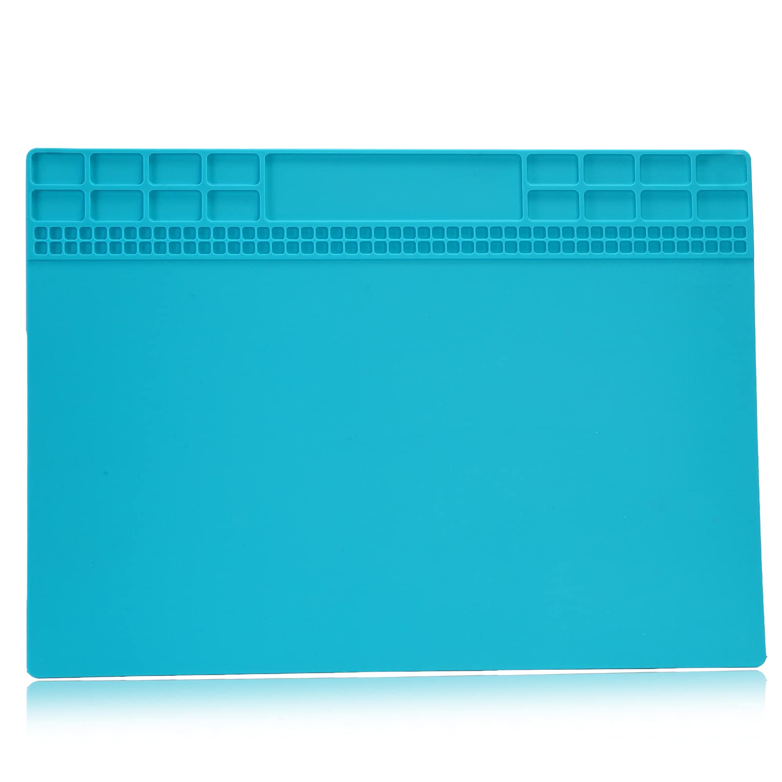 Solder Mat, Heat Insulation Silicone Repair Mat, Premium Magnetic Soldering Mat Electronics Mat for Solder Station, Phone and Computer Repair (35x25cm Nary Blue)