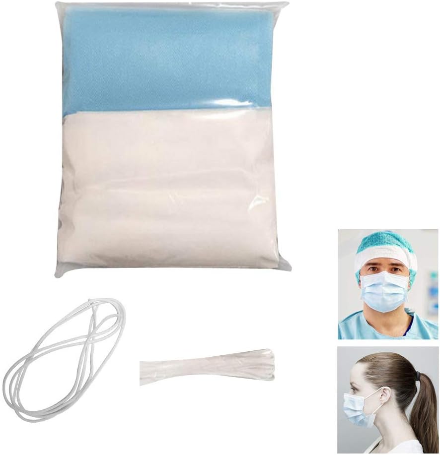 Mingfuxin Disposable Waterproof Non-Woven Fabric 3 Layers of Fabric 95% Filter Fine Particles Melt-Blown Fabric, Including Ear Cord and Nose Bridge DIY Handmade Materials for Masks