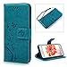 iPhone 6 Case, iPhone 6S Case, YOKIRIN Premium Soft PU Leather Notebook Wallet Cover Embossed Flower Butterfly with Wrist Strap Stand Function Card Holder and ID Slot Flip Folio Protective Skin, Blue