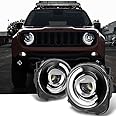AKKON - For NEW LED Tube Design Black 2015 2016 2017 2018 Jeep Renegade C-Shape LED Tube Projector Headlights Pair