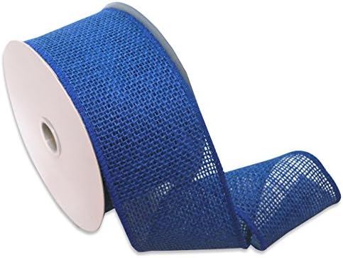 Morex Ribbon 1252.60/10-614 Burlap 2.5" X 10 YD Jute Wired Ribbon, Royal Blue, Arts & Crafts Burlap Roll for Wedding Decor and Easter Decorations, Rustic Christmas Decorations Indoor Home Decor