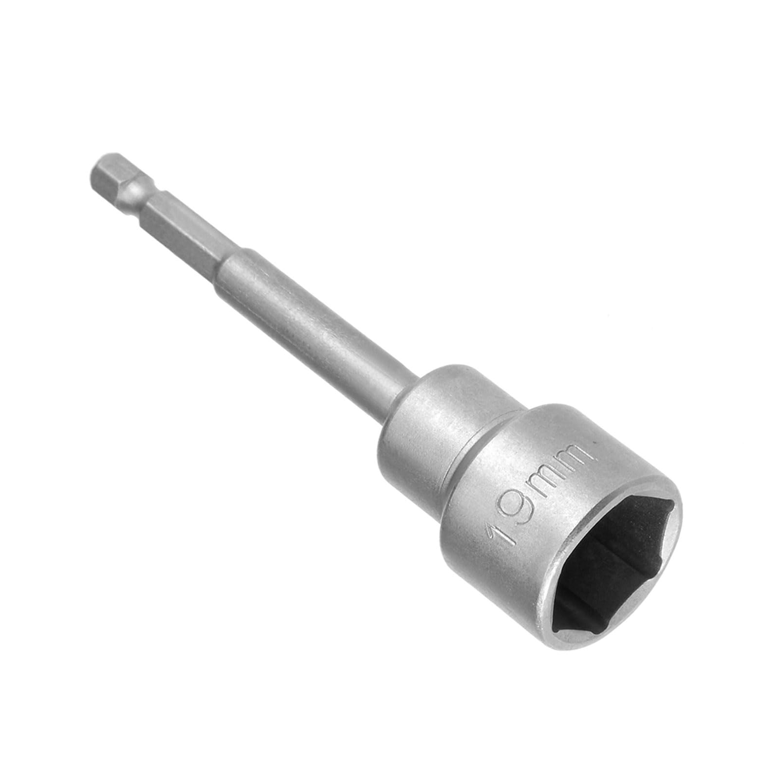 CoCud Quick-Change Nut Setter Driver Bit, 19mm Metric 100mm Length 1/4" Shank, CR-V No-Magnetic Straight Shank Setter Drill Bits - (Applications: for Auto Repair)