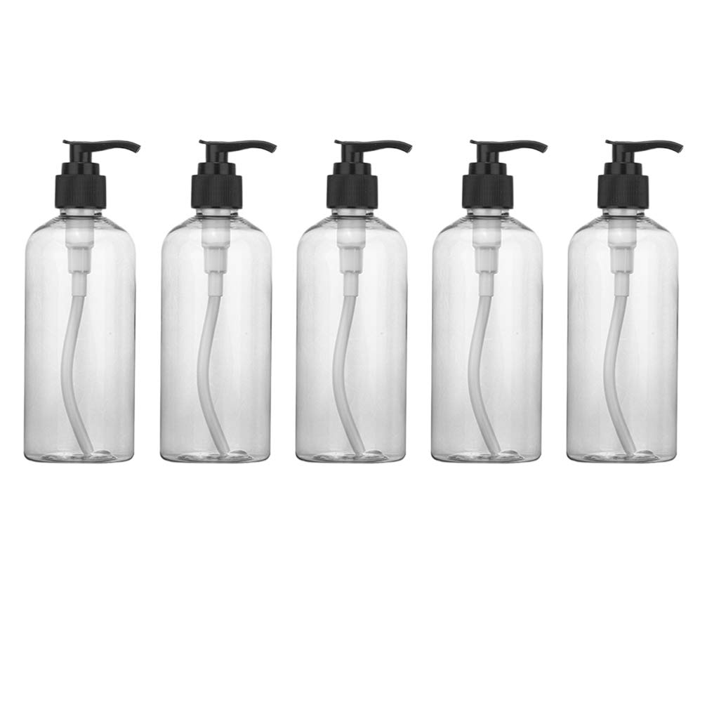 Hemoton 5Pcs 200ml Empty Pump Bottle Plastic Clear Soap Dispenser Refillable Wash Hand Liquid Shampoo Lotion Dispenser