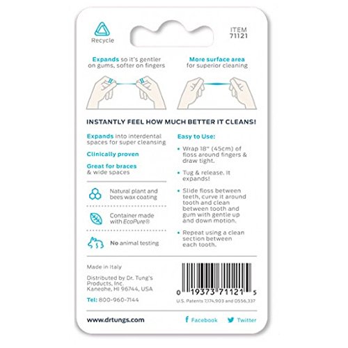 Dr. Tung's Smart Floss, 30 yds, Natural Cardamom Flavor 1 ea Colors May Vary (Pack of 18)
