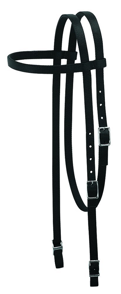 Weaver Leather Nylon Browband Headstall, Black, Horse