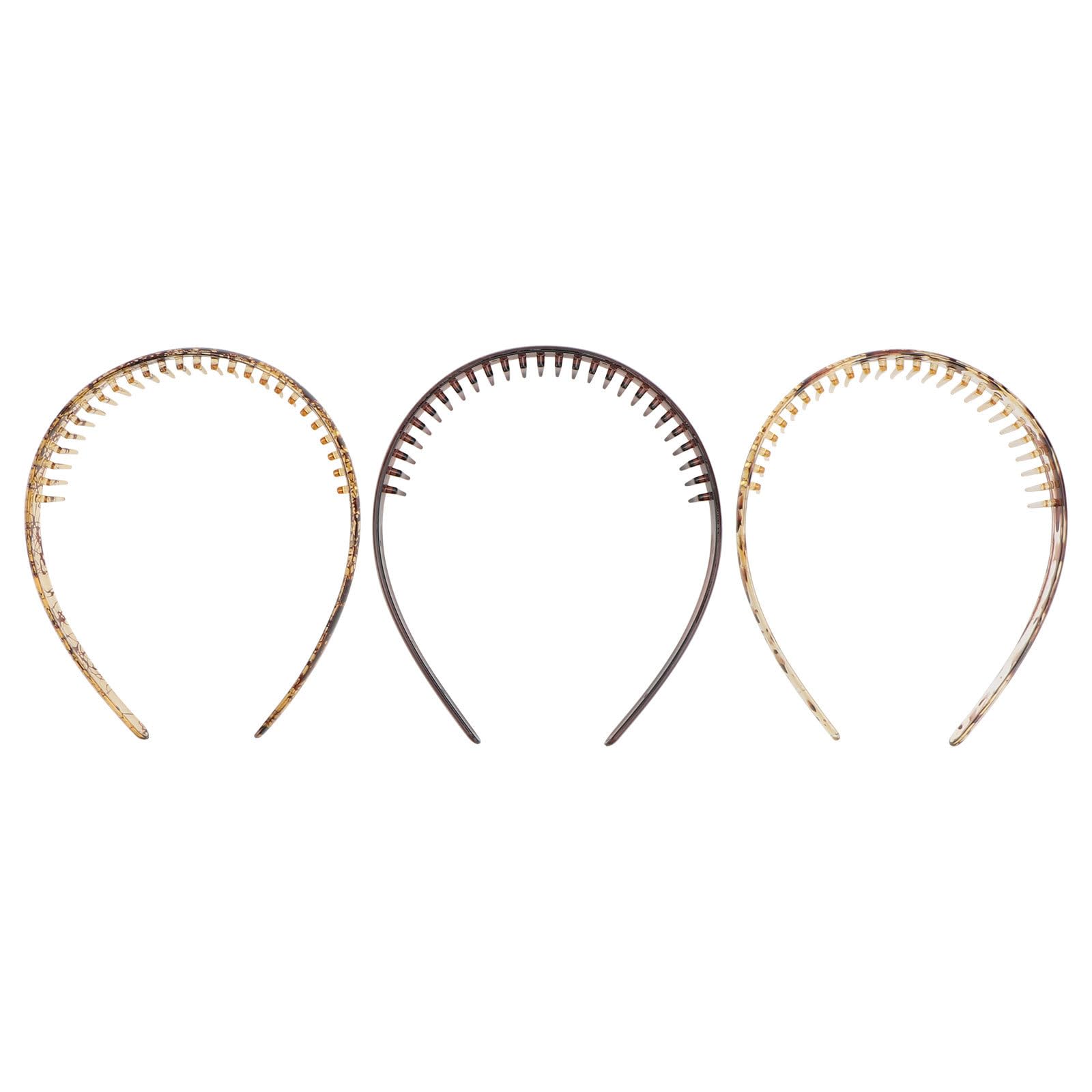 minkissy 3Pcs Resin Headbands for Women Girls Elegant Teeth Hair Accessories for Styling and Decoration (Light Coffee, Light Coffee Spots, Brown)