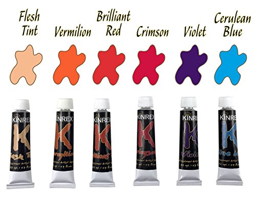 KINREX Acrylic Paint Set - Non Toxic & Vibrant Colors - 12 ml Each - 24 Color Art Set - Crafts for Adults and Kids