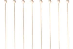 Sowaka 50 pcs 6 Inch Wooden Rock Candy Long Sticks with Ball Natural Wood for Home Kitchen Parites Cake Candy Lollipop Drink 