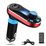 Perbeat BT66 Bluetooth FM Transmitter Wireless Receiver Hands free Car Kit Radio Adapter MP3 Player Dual USB Car Charger support SD Card USB Flash Disk for Smart phone, iPhone, iPad,etc (BT66 Red)