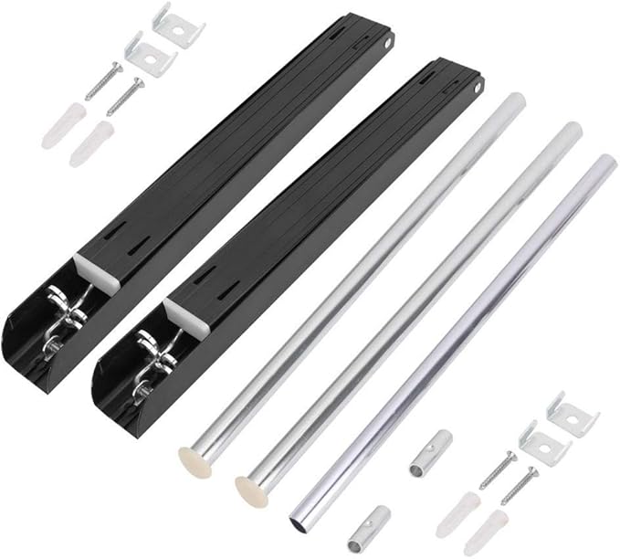 Cikonielf Clothes Hanger Rod Space Aluminum Wall Folding Dual Bracket